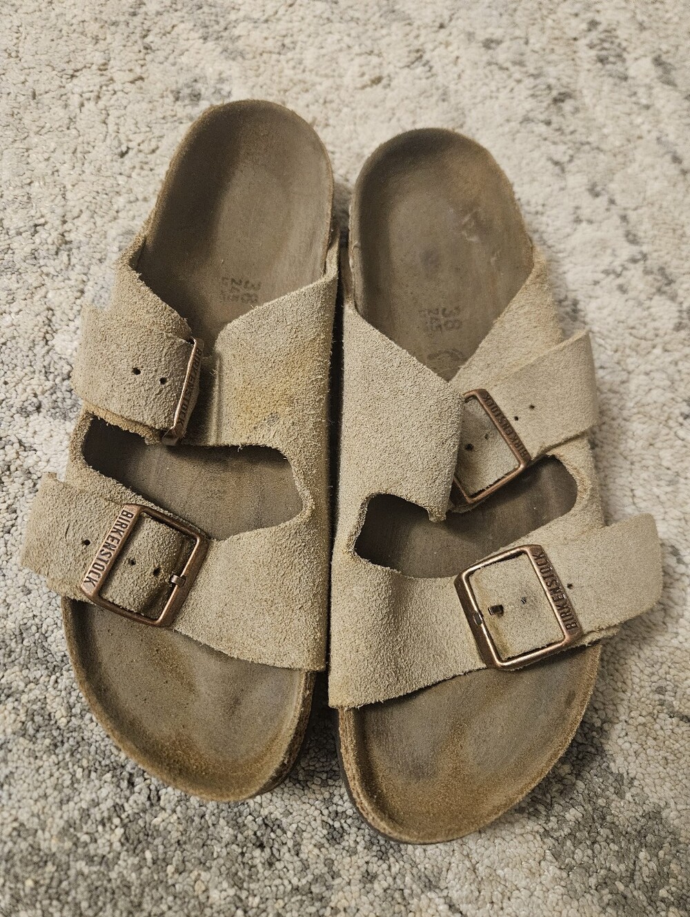 Birkenstock Arizona Suede Sandals in Taupe - Size 38 (US Women’s 7.5)
